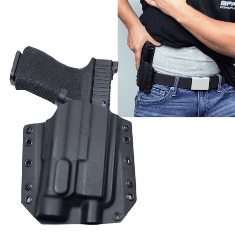 This is a left or right handed OWB, outside the waistband outside pants leather holster for your handgun. . Glock 45 holster owb